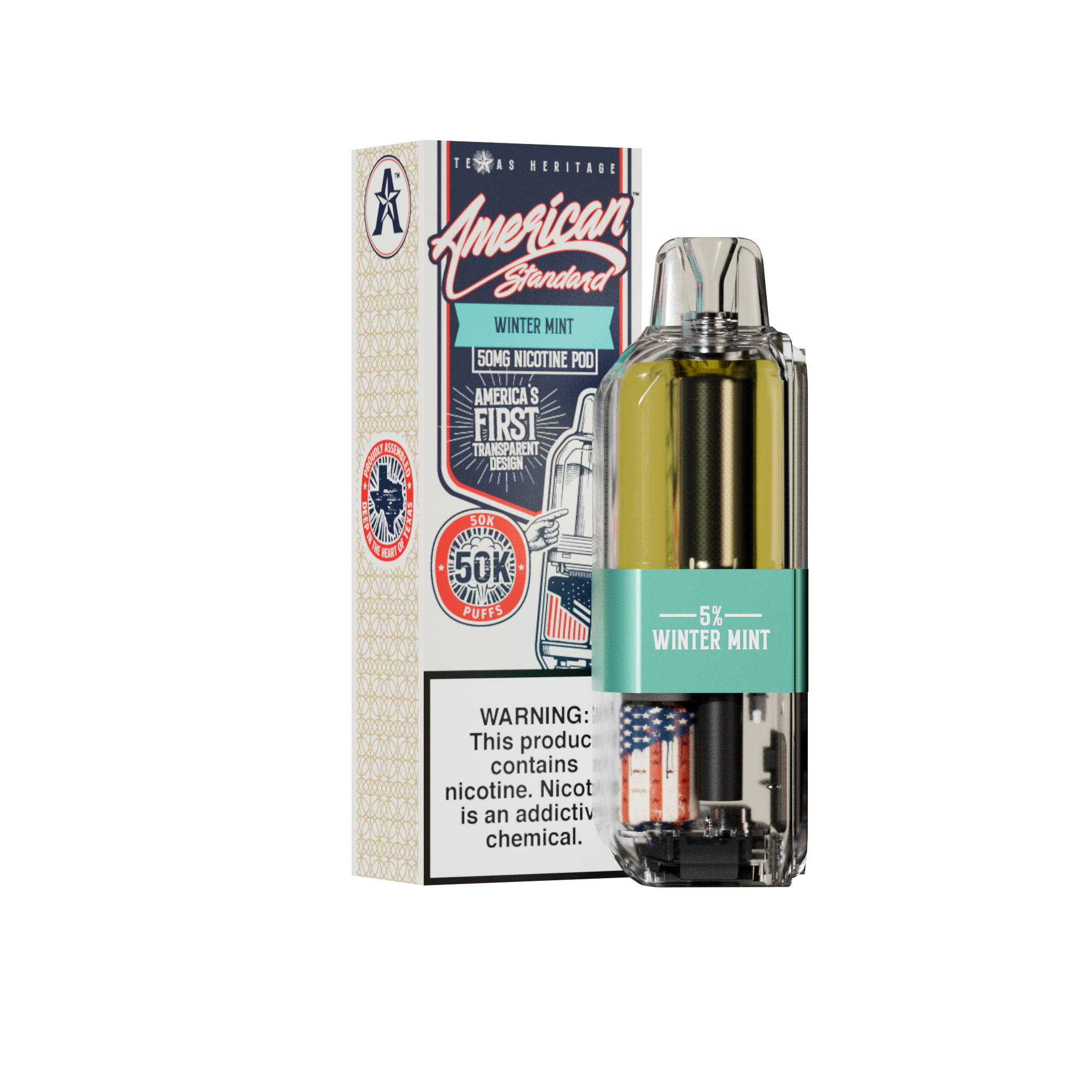 American Standard 50K POD - Disposable Vape (5%) (Box of 5)