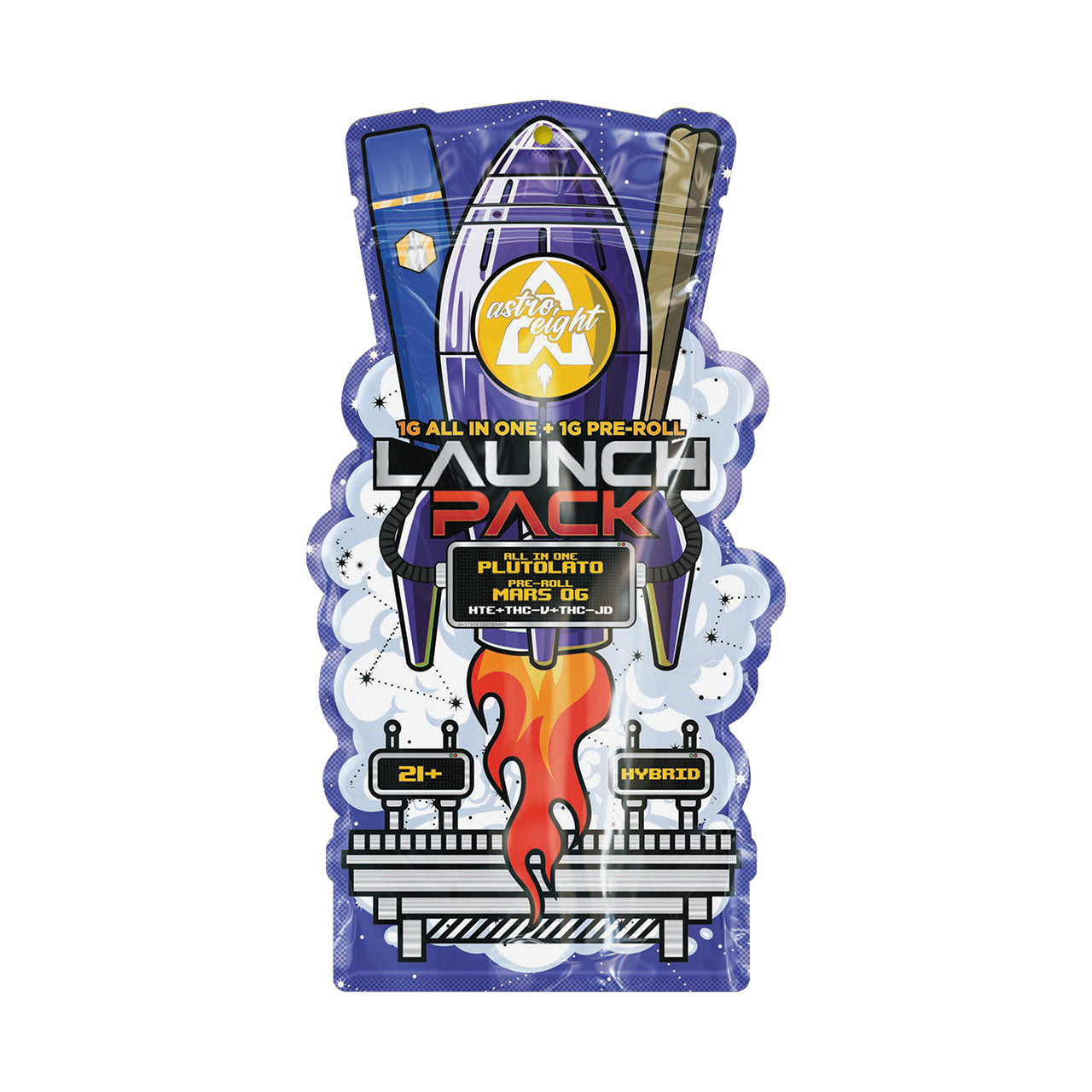 Astro Eight - Launch Pack (HTE + THCV + THC-JD) - 1g AIO Disposable + 1g Pre-Roll (2g) - MK Distro