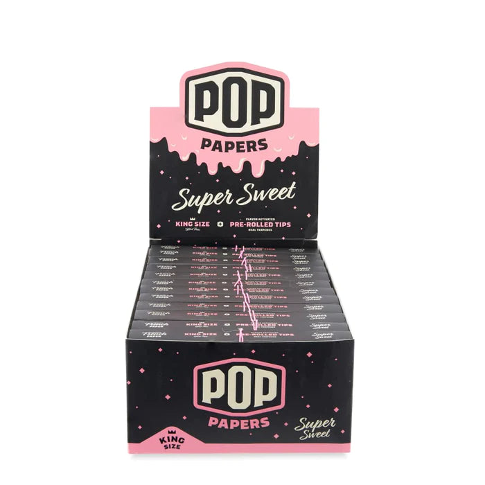 POP Papers - King Size Ultra Thin Papers W/Pre-Rolled Tips (24 Packs x 32 Papers,12 Tips) - MK Distro