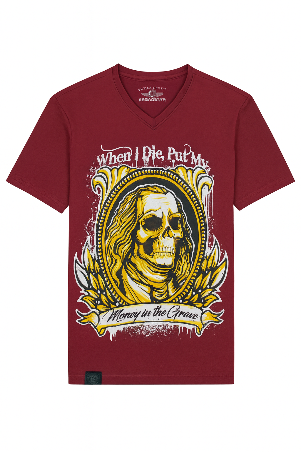 Hustle King - Skull Design - Half Sleeve T-shirt (Small)