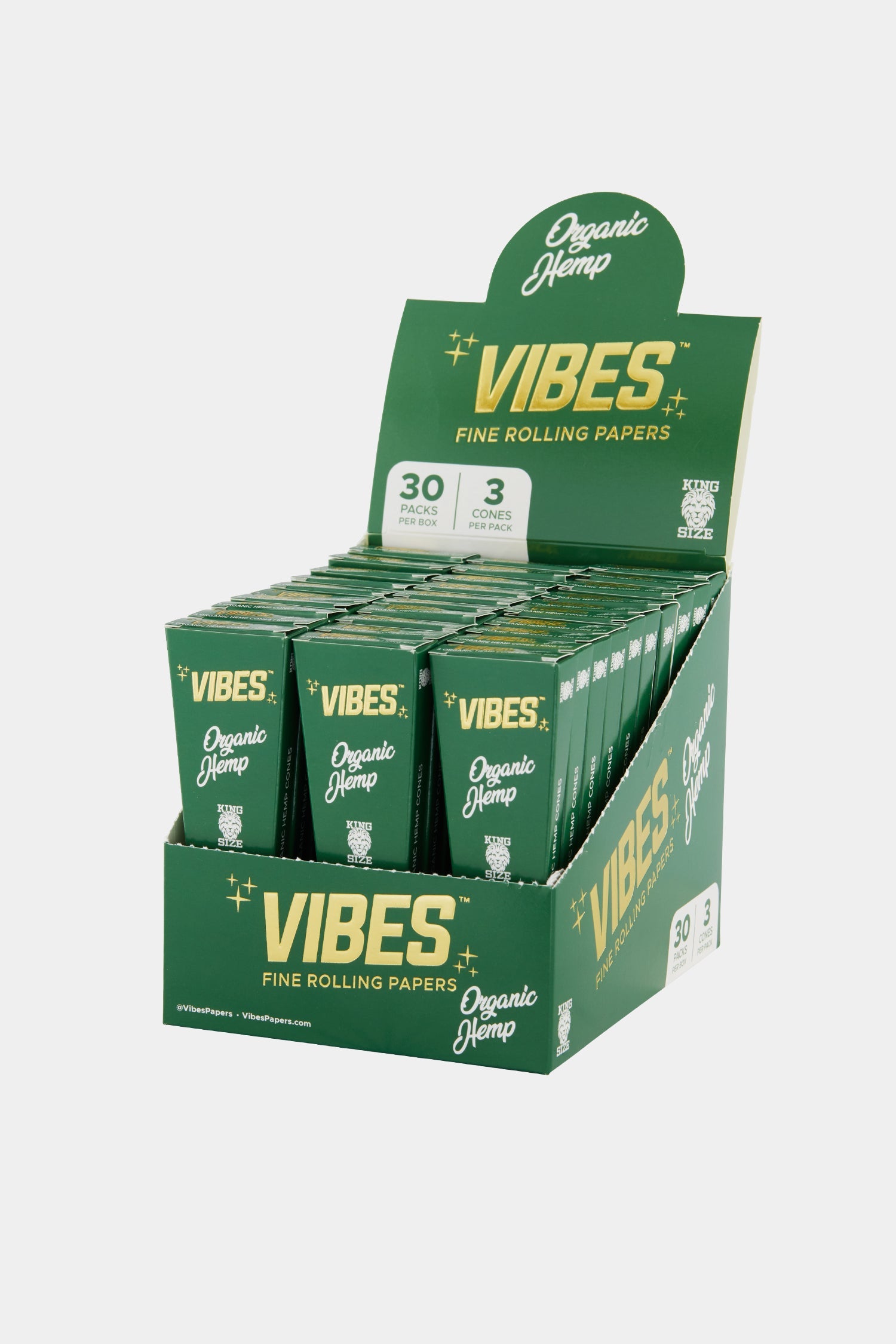 Vibes - Organic Hemp King Size  - Cones (30 Packs x 3 Cones) - MK Distro