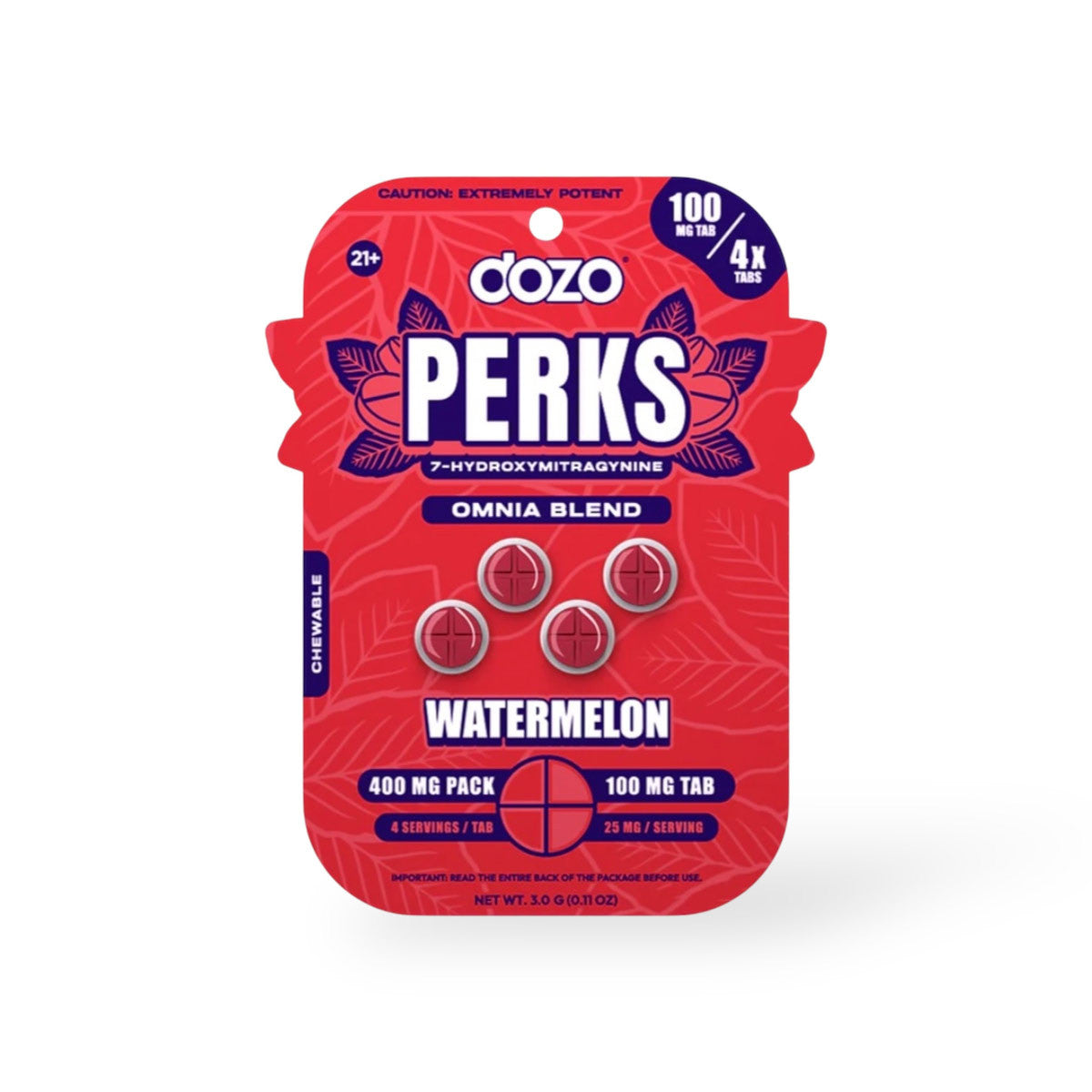 Dozo Perks 7-Hydroxymitragynine - Kratom Tablets (100mg x 4) (Single)