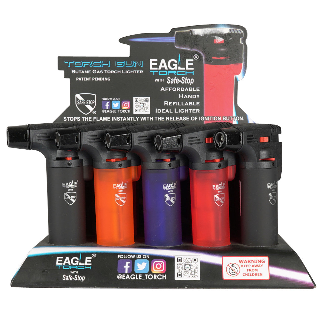 Eagle Torch Gun Premium Torch (PT101U) Refillable Lighters - Box of 15 - MK Distro
