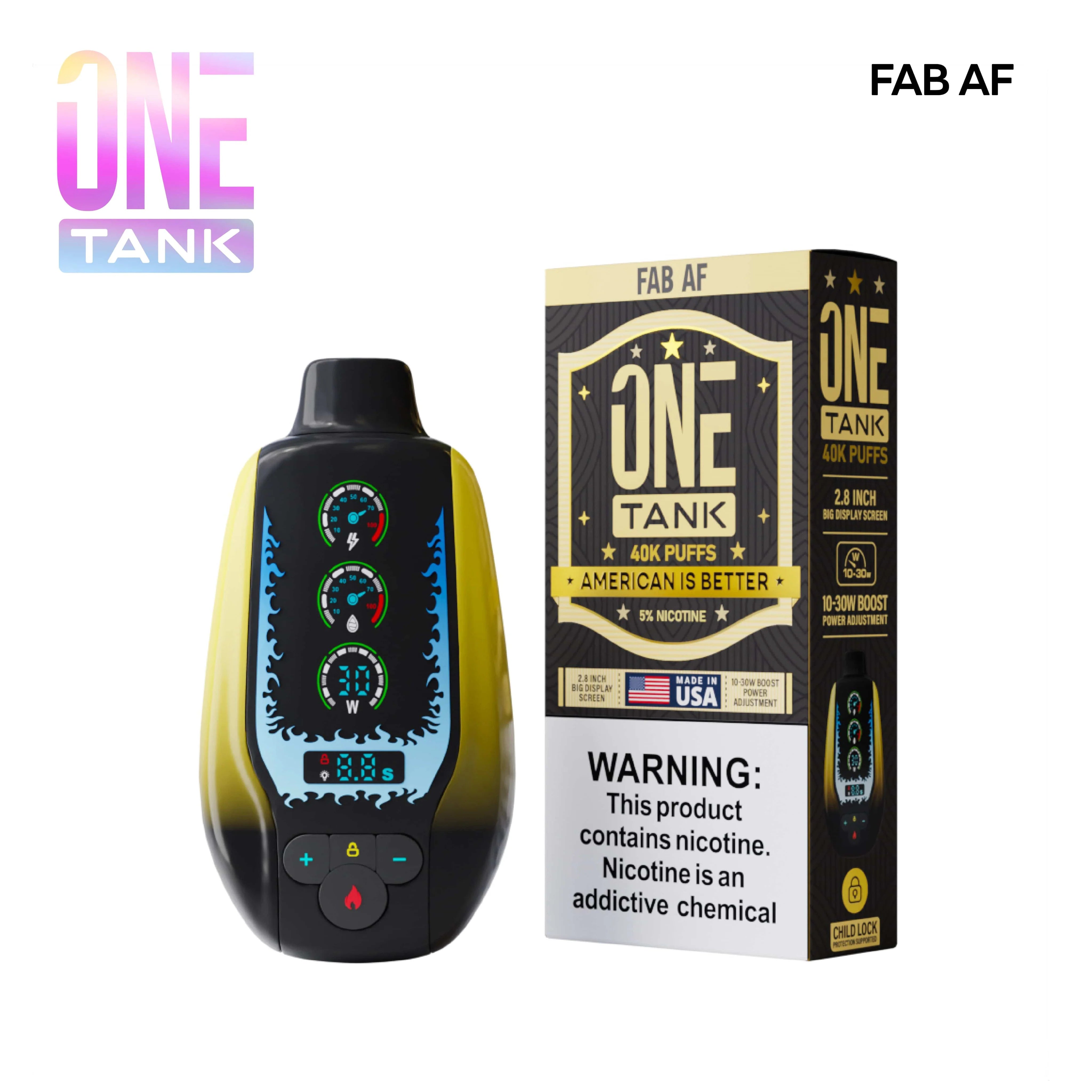 One Tank 40k - Disposable Vapes (5% - 40,000 Puffs) - Box of 5 (TEXAS COMPLIANT)
