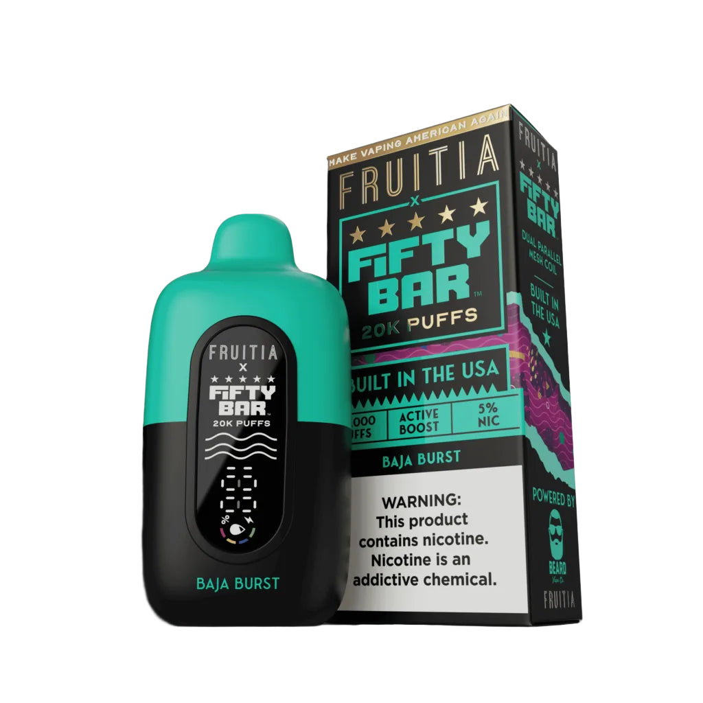 Fruitia x Fifty Bar - Disposable Vape (5% - 20,000 Puffs) - Box of 5 - MK Distro