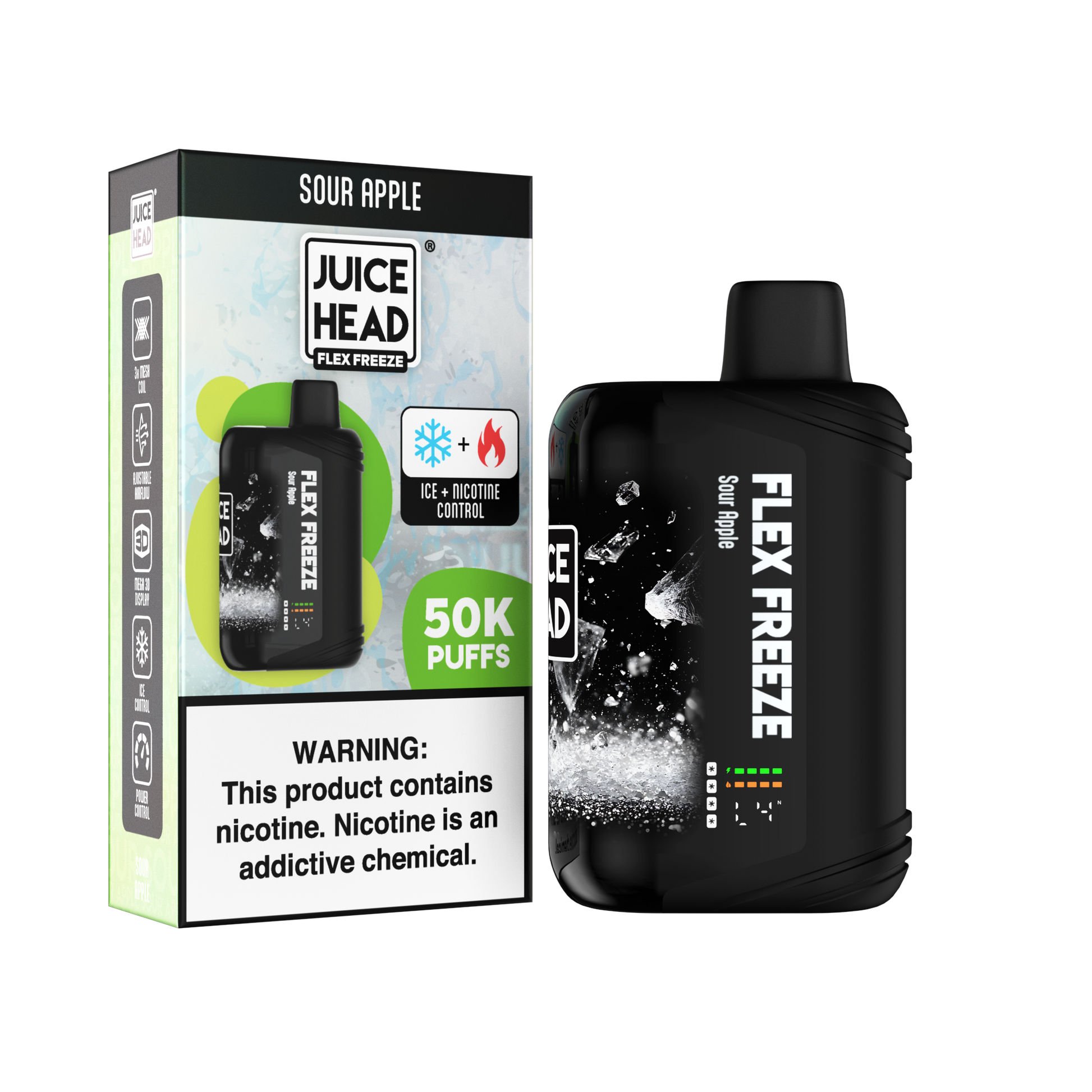 Juice Head Flex Freeze 50K - Disposable Vape (5%) (Box of 5) TX Compliant - MK Distro