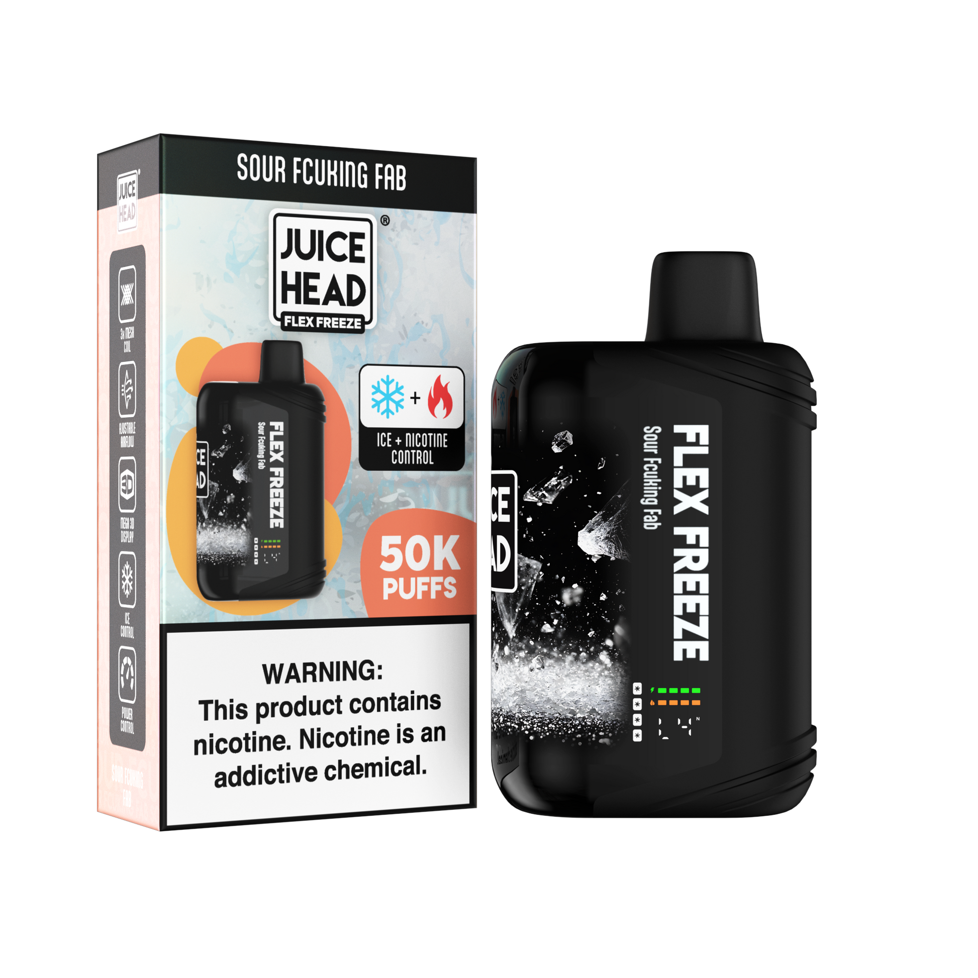 Juice Head Flex Freeze 50K - Disposable Vape (5%) (Box of 5) TX Compliant - MK Distro