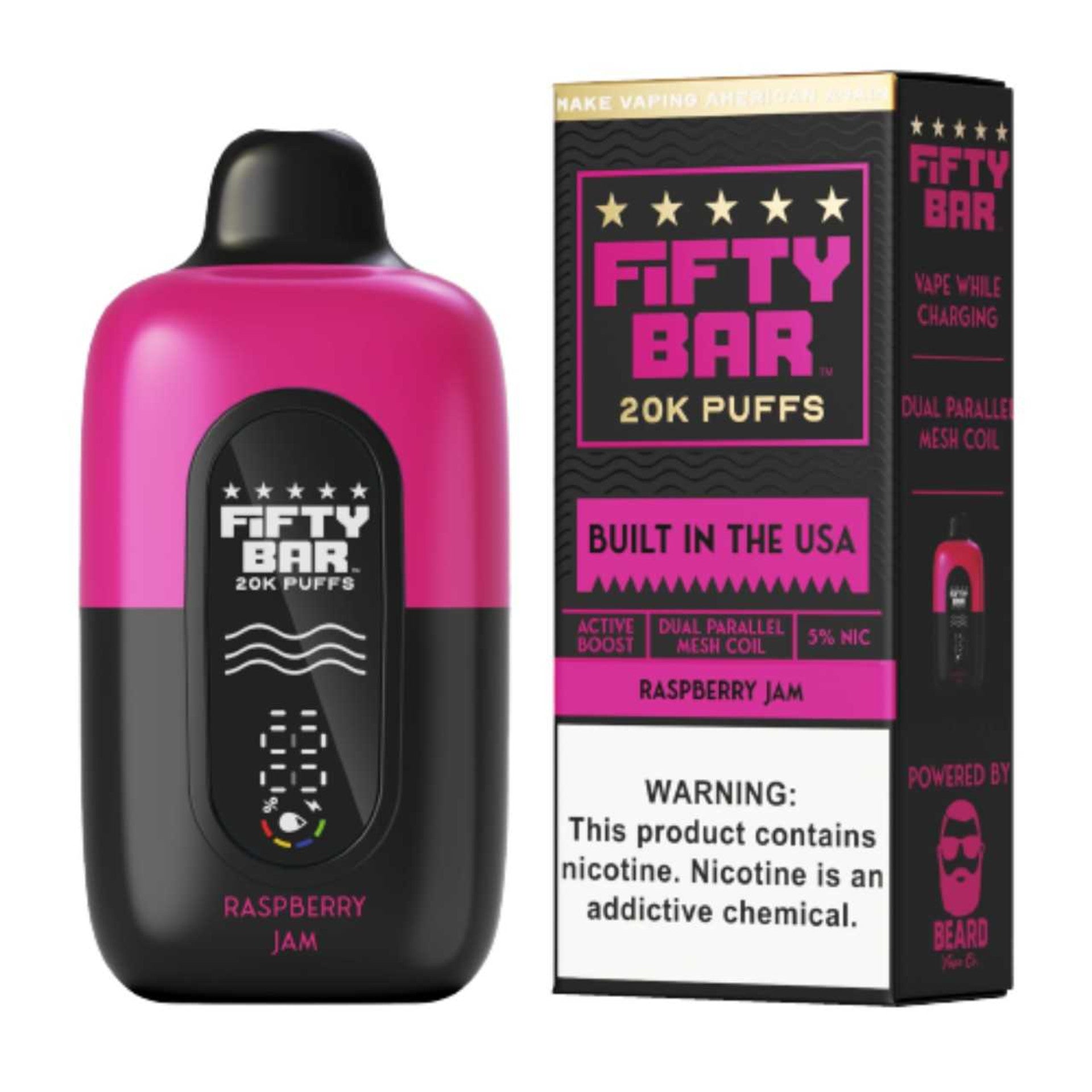 Fifty Bar - Disposable Vape (5% - 20K Puffs) - Box of 5 - TX COMPLIANT - MK Distro