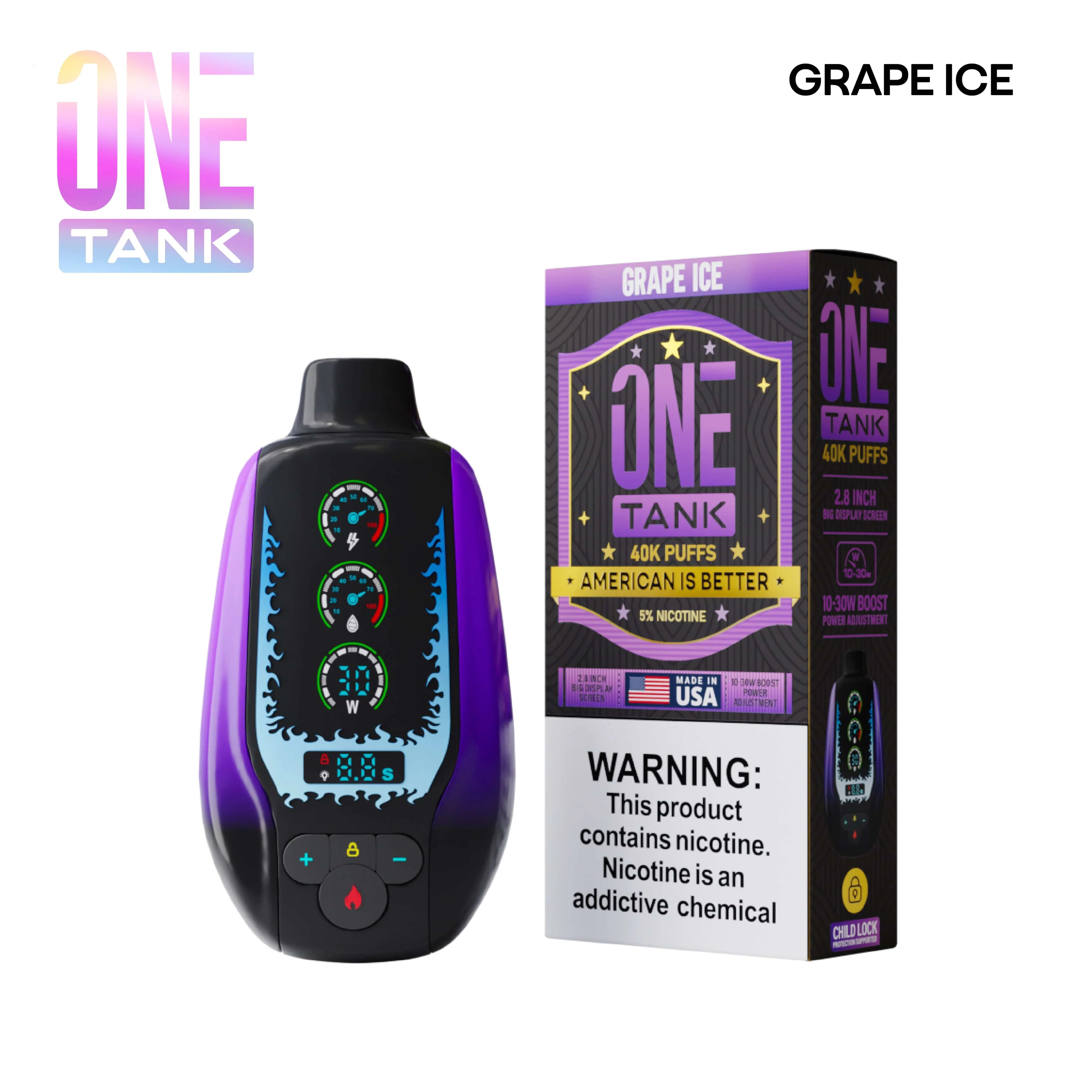 One Tank 40k - Disposable Vapes (5% - 40,000 Puffs) - Box of 5 (TEXAS COMPLIANT)