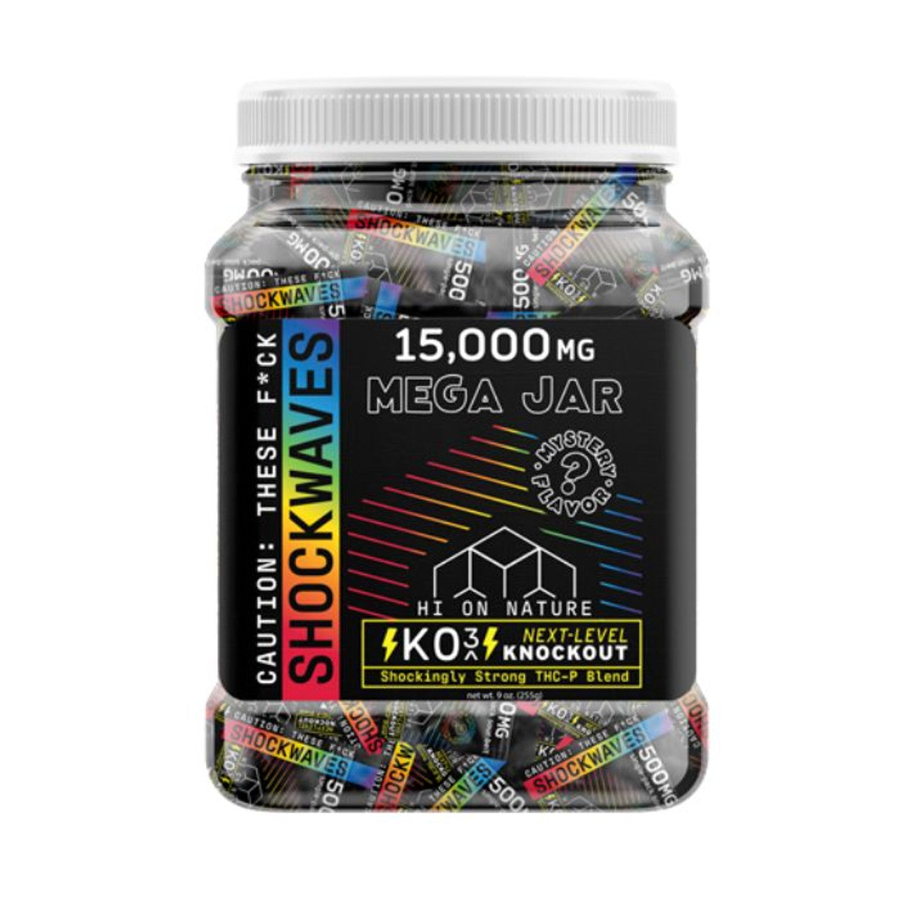 Hi On Nature (HON) - KO3 Shock Waves Mega Jar (THC-P) - Gummies & Edibles (500mg x 30) - MK Distro
