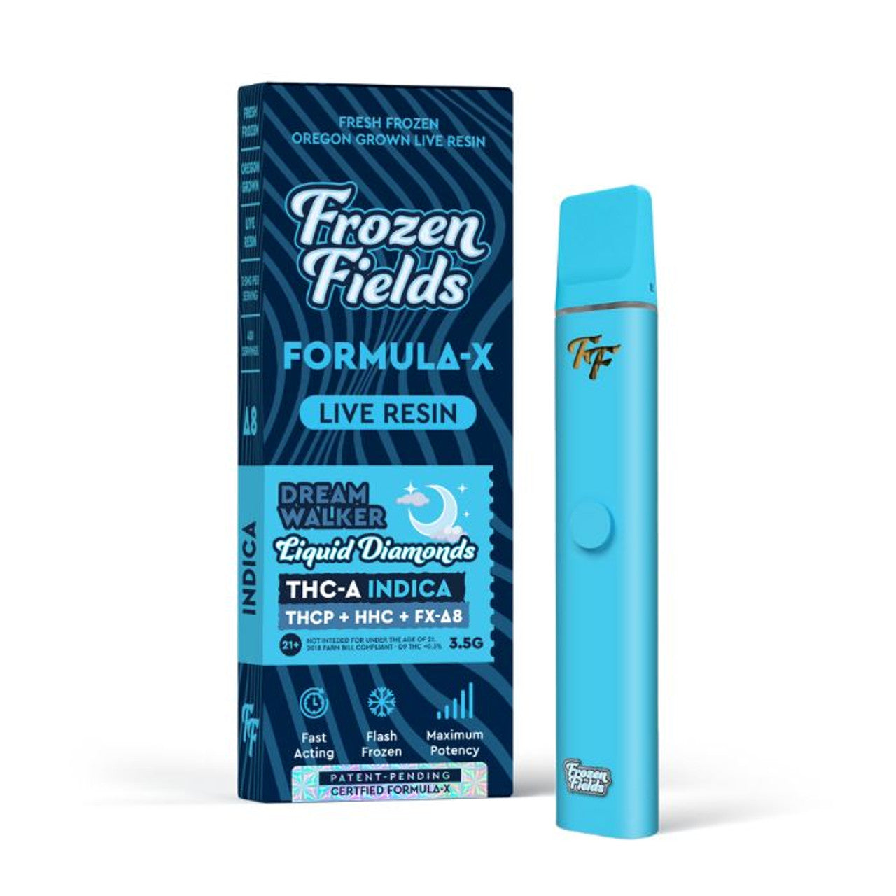 Frozen Fields Formula - X (THC-A+THCP+HHC+D8 Live Resin) - Hemp Disposable (3.5g x 5) - MK Distro