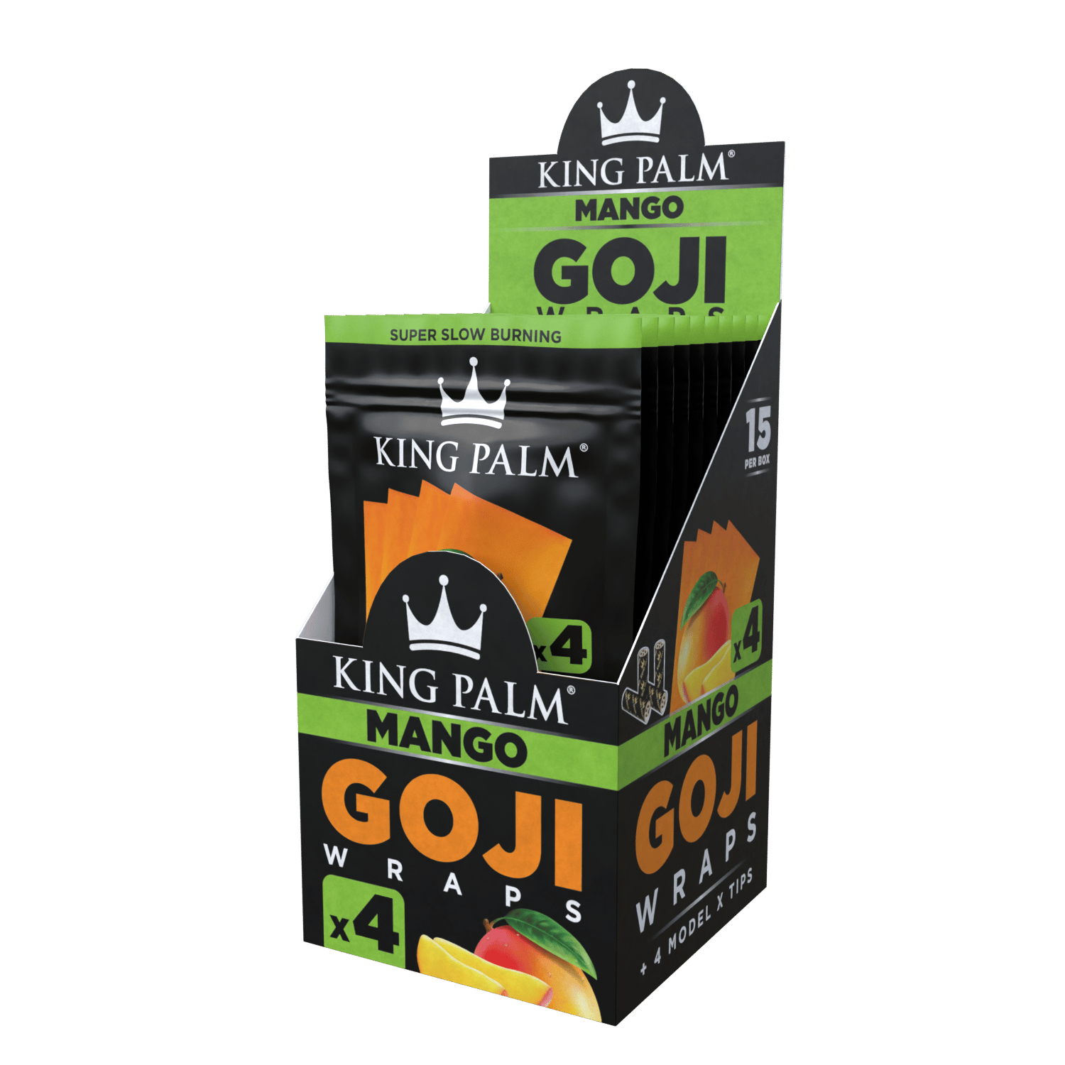 King Palm - 4.5" Goji Wraps W/Tips - Blunt/Hemp Wraps(15 Packs x 4 Wraps) - MK Distro