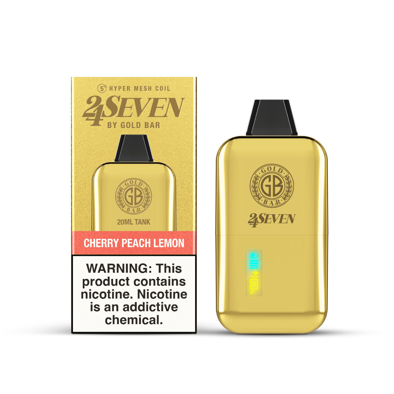 Gold Bar 24 Seven  - Disposable Vape (5% - 24,000 Puffs) - Single - MK Distro