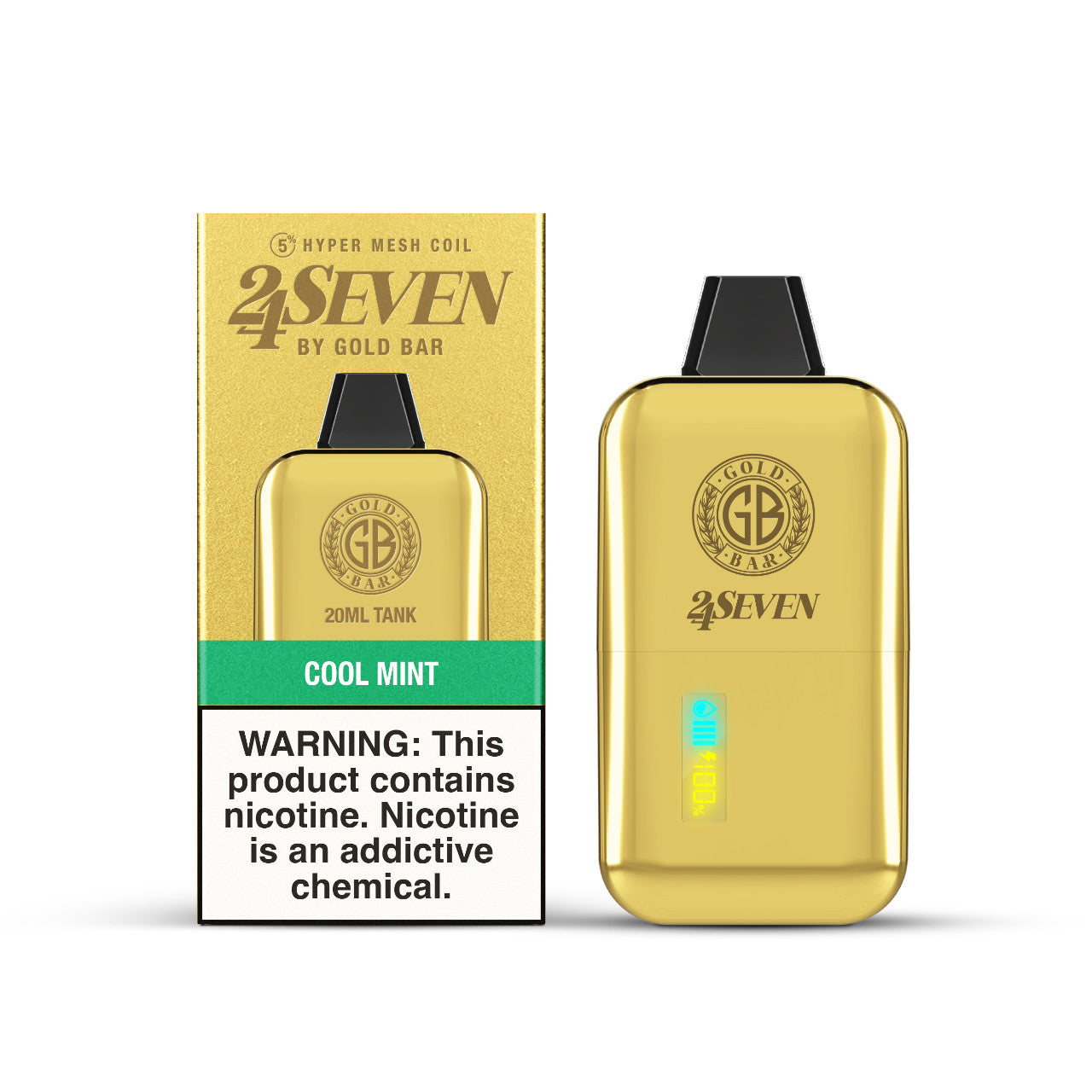 Gold Bar 24 Seven  - Disposable Vape (5% - 24,000 Puffs) - Single - MK Distro