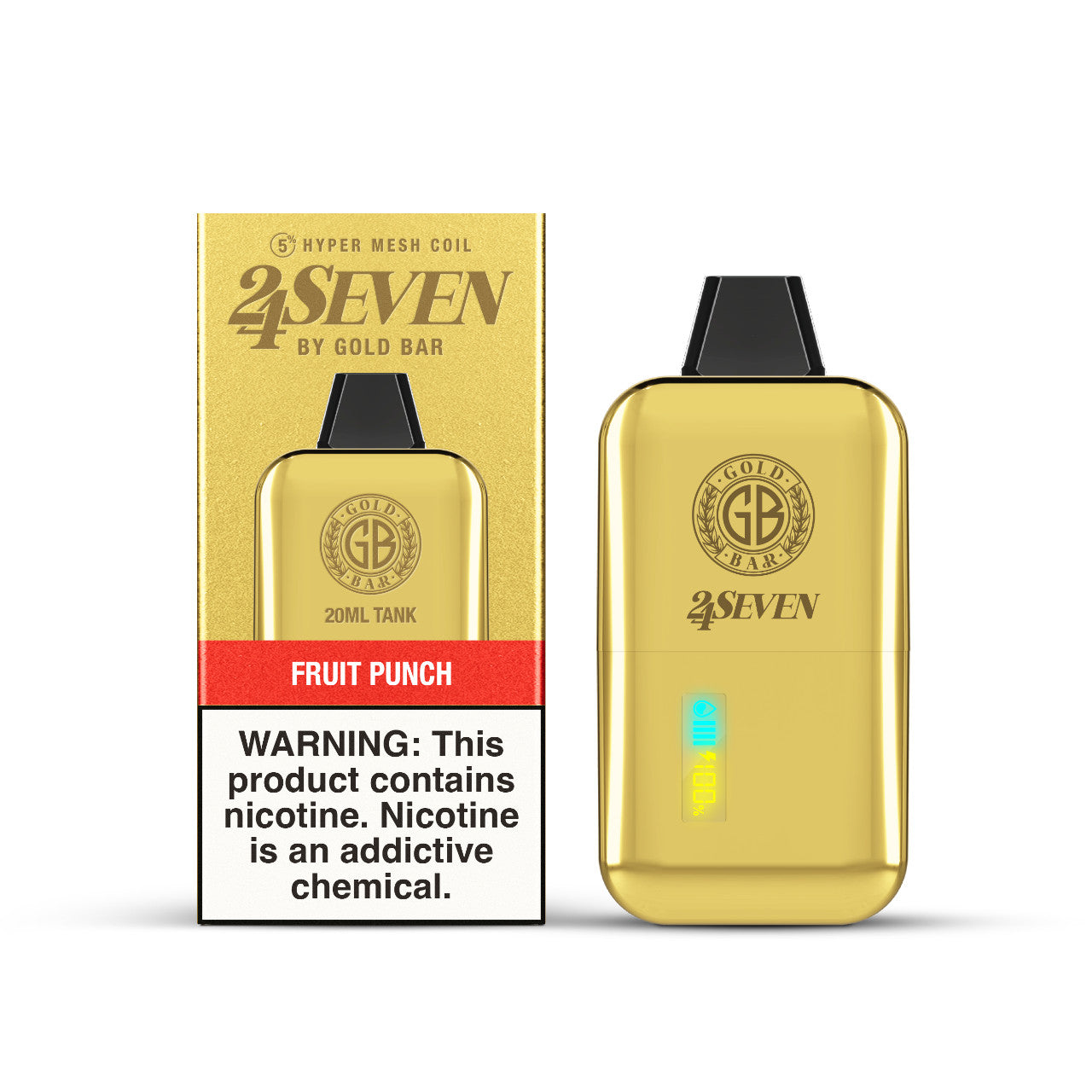 Gold Bar 24 Seven  - Disposable Vape (5% - 24,000 Puffs) - Single - MK Distro