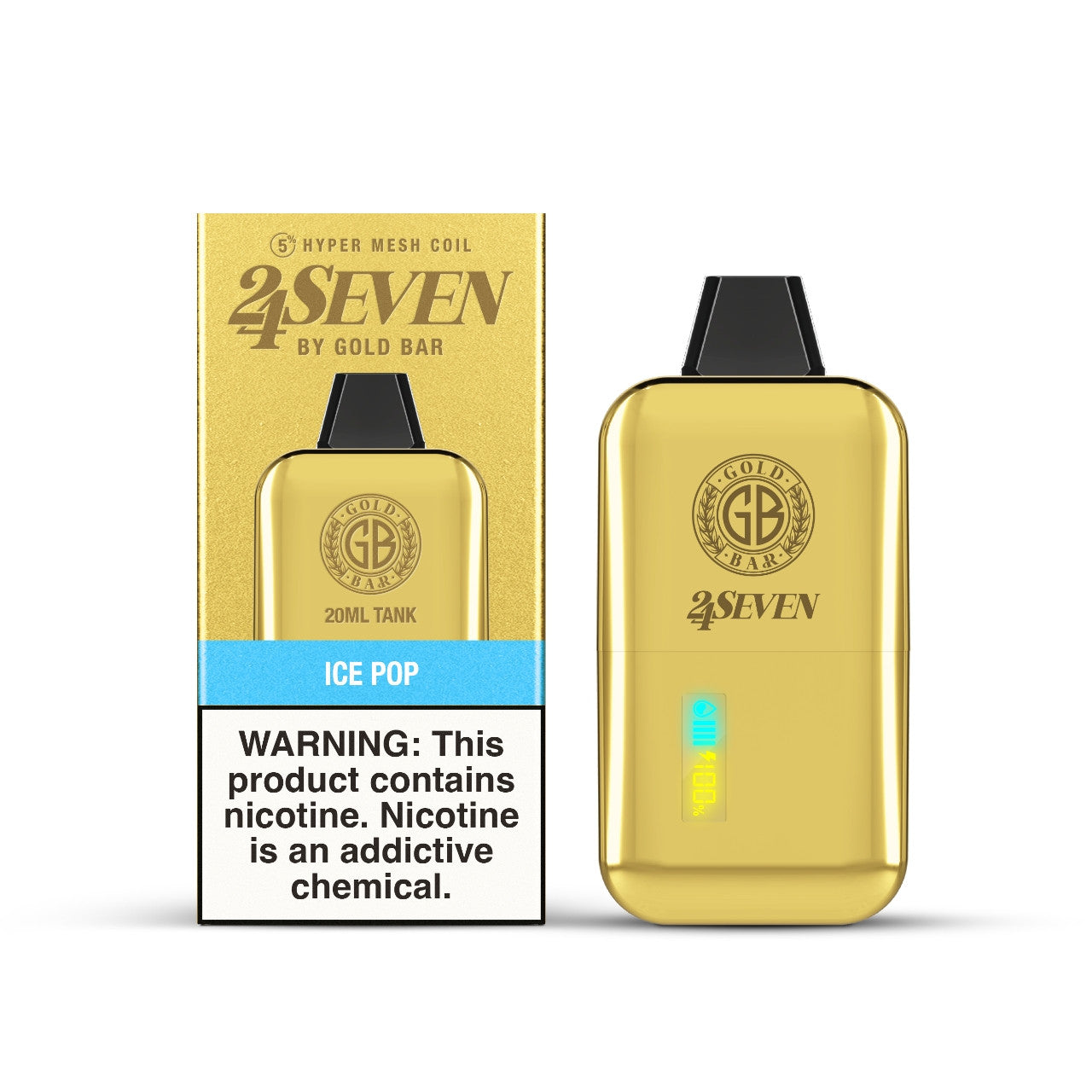 Gold Bar 24 Seven  - Disposable Vape (5% - 24,000 Puffs) - Single - MK Distro