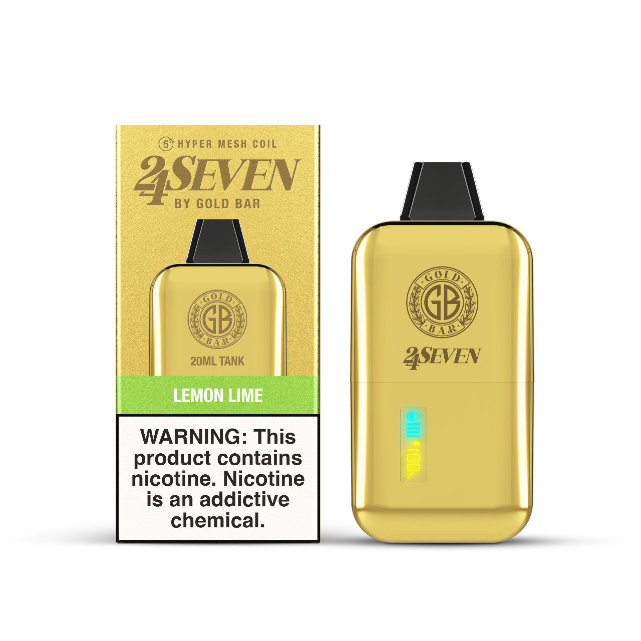 Gold Bar 24 Seven  - Disposable Vape (5% - 24,000 Puffs) - Single - MK Distro
