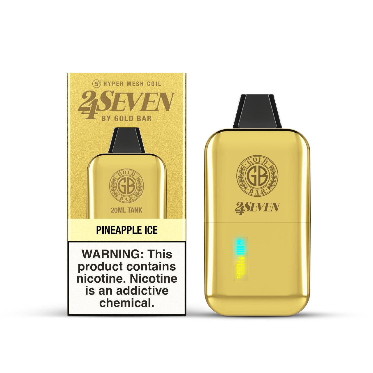 Gold Bar 24 Seven  - Disposable Vape (5% - 24,000 Puffs) - Single - MK Distro