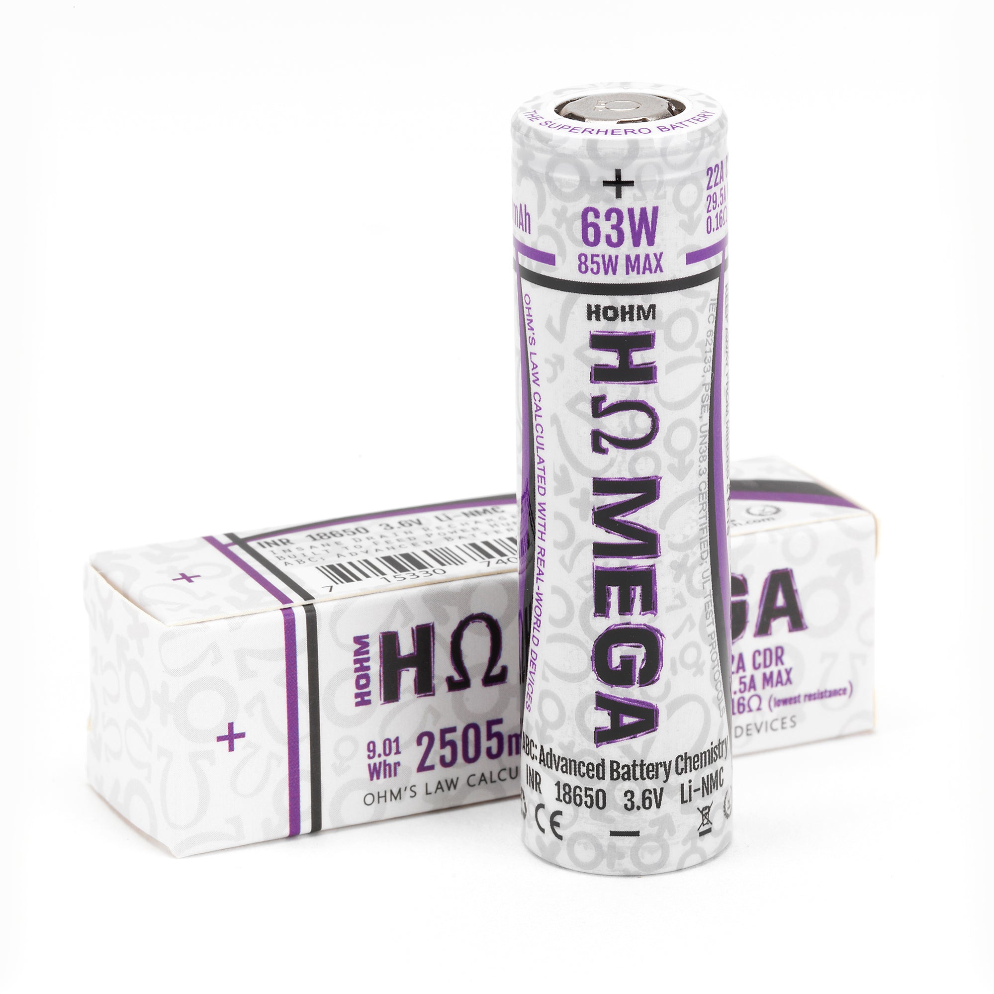 Hohm - Mega 18650 2505mAh 63W - Vape Batteries (2pk)
