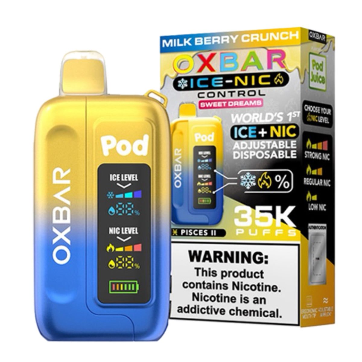 Oxbar x Pod Juice Ice-Nic Control - Disposable Vapes (5% - 35,000 Puffs) - Box of 5 - MK Distro