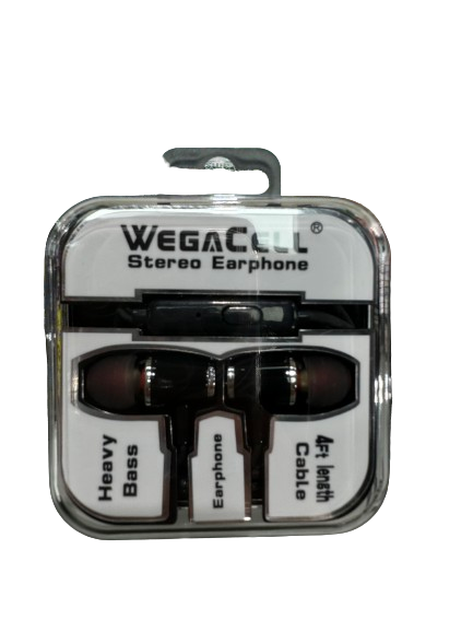 WegaCell Stereo Earphpone  (WL-109EP-HF)  4ft- Cell Phone Accessories (Box of 24) - MK Distro