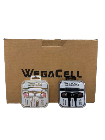 WegaCell Stereo Earphpone  (WL-109EP-HF)  4ft- Cell Phone Accessories (Box of 24) - MK Distro
