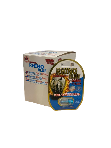 Rhino Blue (1000k) Pills - Energy & Enhancement (Display of 24) - MK Distro