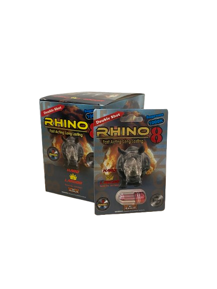 Rhino 8 (1000k) Pills - Energy & Enhancement (Display of 24) - MK Distro