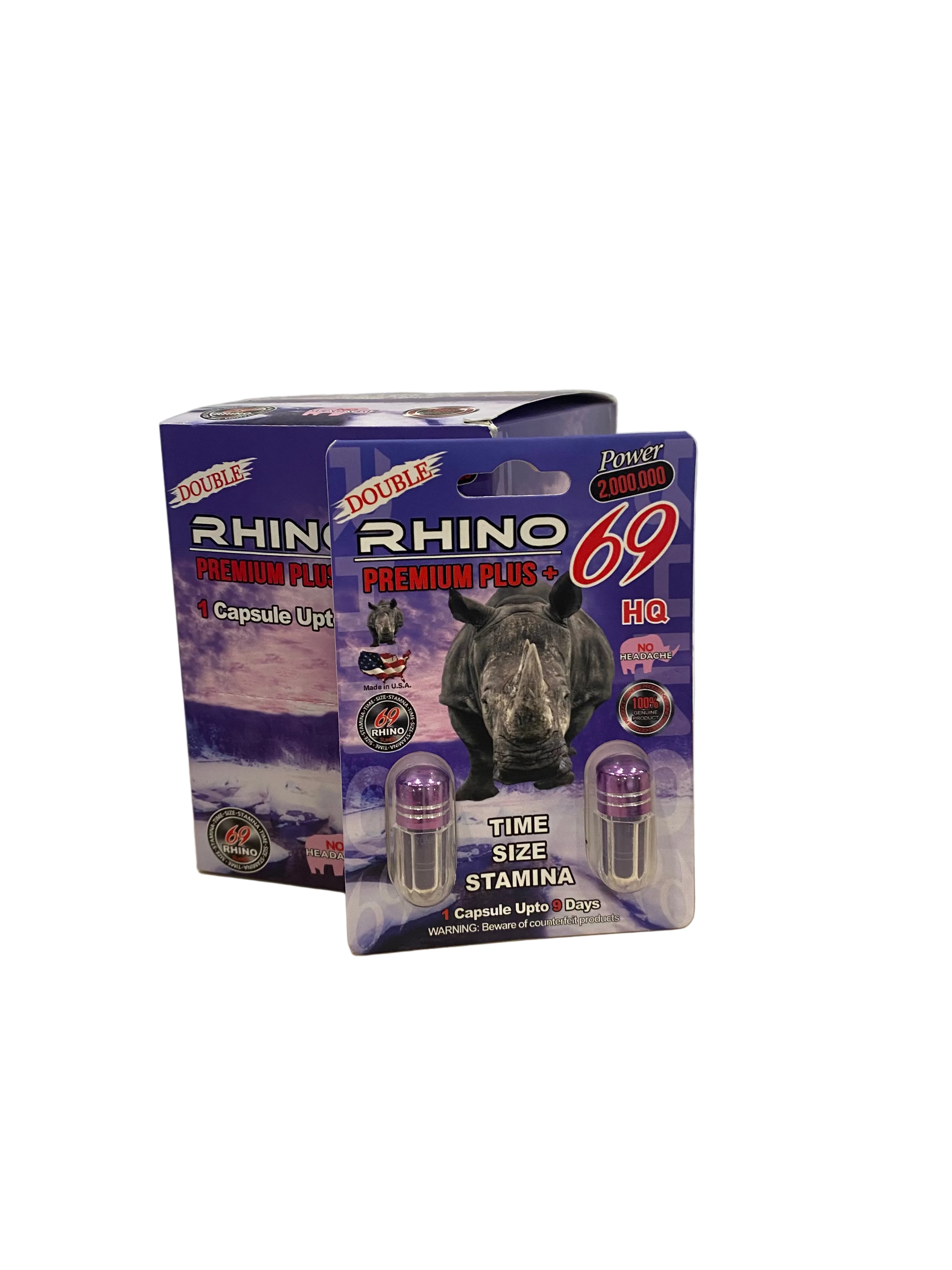 Rhino 69 (2000k) Pills - Energy & Enhancement (2ct) (Display of 24) - MK Distro