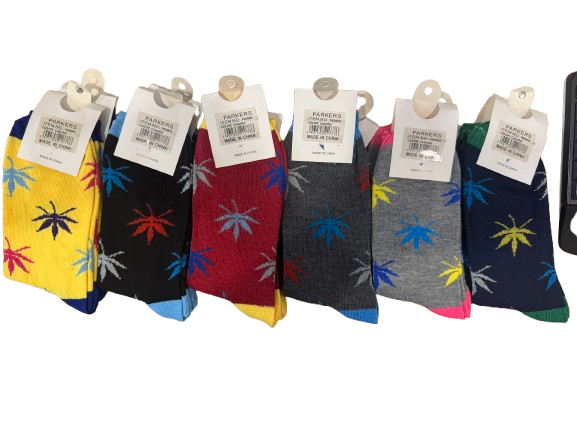 Parkers Weed Leaf Print - Socks (Assorted Pack of 12)