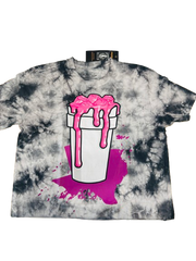 Hustle King - Purple Drank Lean - Double Cup Design Tie Dye - Half Sleeve Tshirt