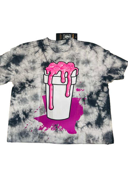 Hustle King - Purple Drank Lean - Double Cup Design Tie Dye - Half Sleeve Tshirt