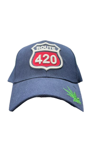 Adjustable (Dark Blue) Route 420 - Baseball Hat - MK Distro