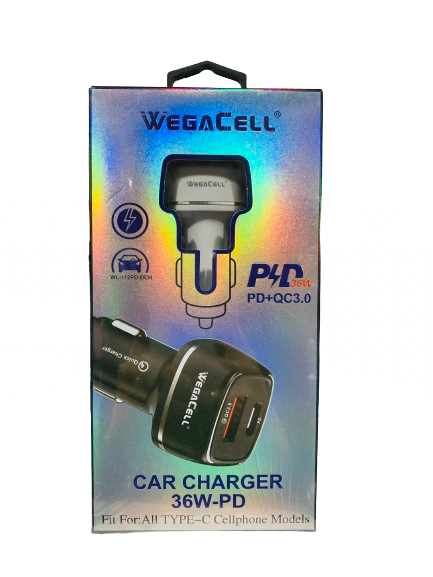WegaCell - Quick Charge (PD Car Charger + QC3.0) - Electronics (36W Output) - MK Distro