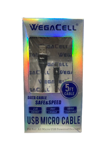 WegaCell - Safe & Speed Fast Charge (5ft USB Micro Cable) - Electronics (2.1A Output) - MK Distro