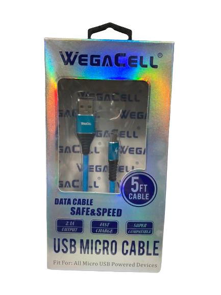 WegaCell - Safe & Speed Fast Charge (5ft USB Micro Cable) - Electronics (2.1A Output) - MK Distro