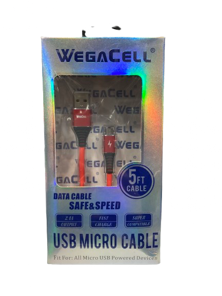 WegaCell - Safe & Speed Fast Charge (5ft USB Micro Cable) - Electronics (2.1A Output) - MK Distro