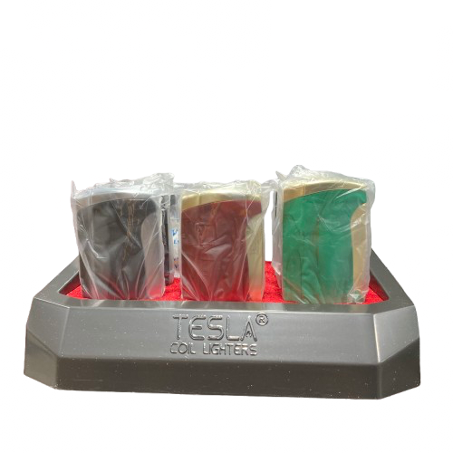 Tesla Coil - Cigar Punch Design (61764-T) - Dual Flame Refillable Lighters (Box of 12) - MK Distro