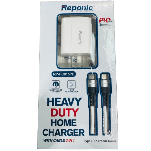Reponic - Dual Port (Home Charger+Type-C to Iphone Cable)- Electronics (RP-HC815PD) - MK Distro