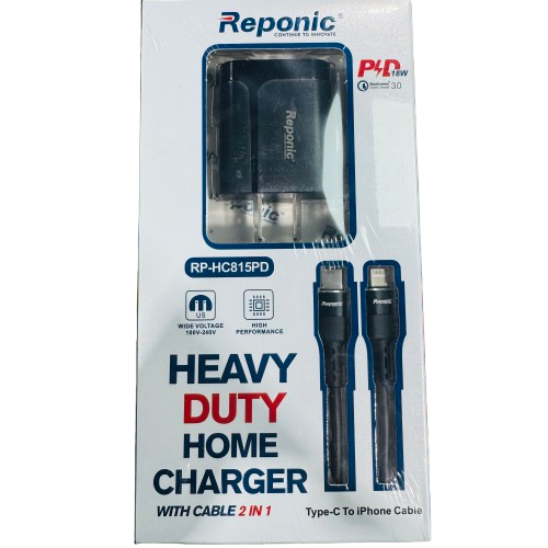 Reponic - Dual Port (Home Charger+Type-C to Iphone Cable)- Electronics (RP-HC815PD) - MK Distro