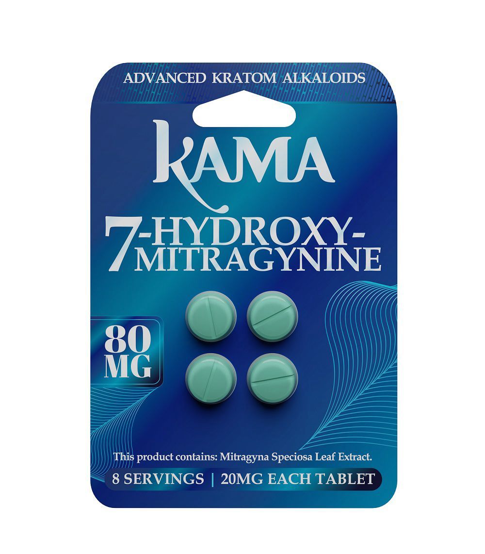 Kama - 7-Hydroxymitragynine Tablets (20mg x 4ct) - Kratom Capsules (Single) - MK Distro