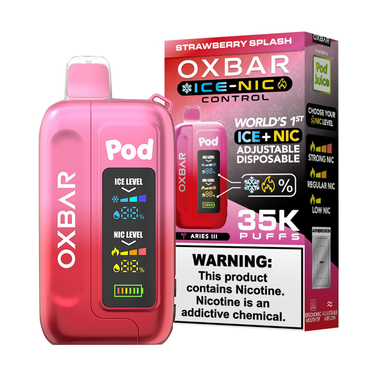 Oxbar x Pod Juice Ice-Nic Control - Disposable Vapes (5% - 35,000 Puffs) - Box of 5 - MK Distro
