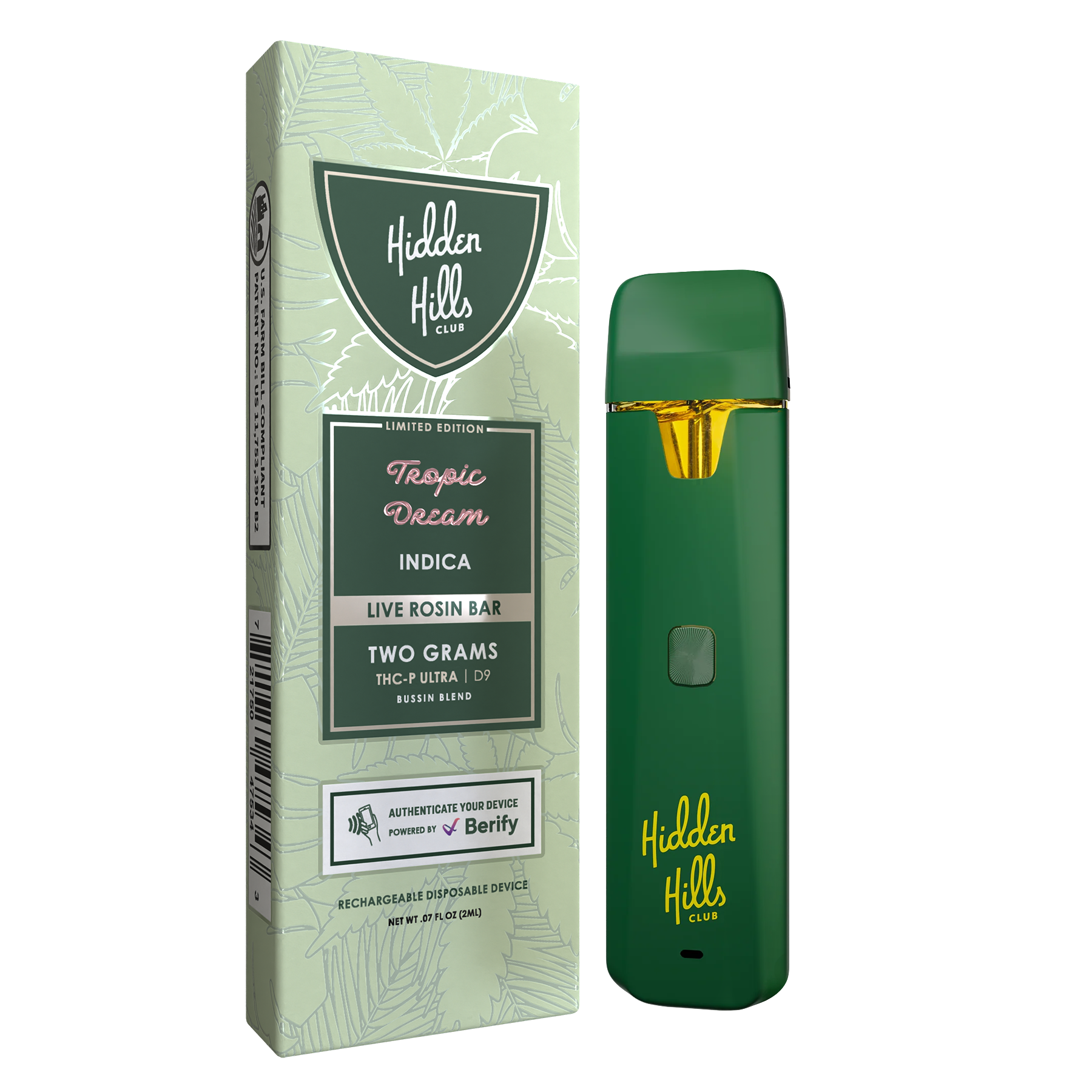 Hidden Hills - Live Rosin Bar (THCP Ultra + D9) - Hemp Disposable (2g) - MK Distro