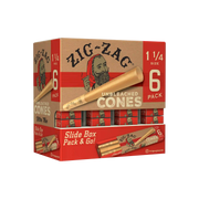 Zig Zag - 1 1/4 Size Unbleached Feeder Display - Cones (36 x 6 Cones) - MK Distro