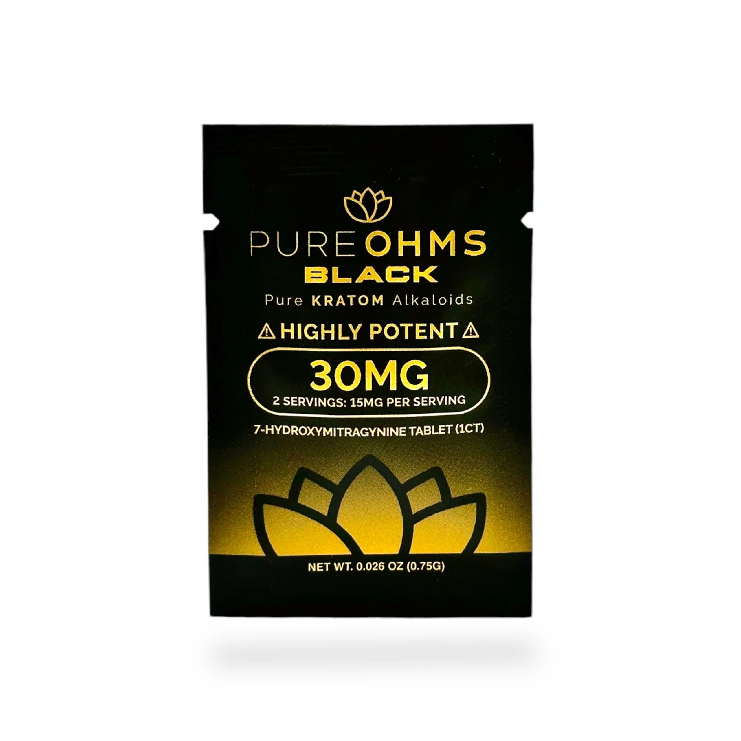 Pure OHMS Black - 7-Hydroxymitragynine Tablets - Kratom Capsules (30mg x 30) - MK Distro