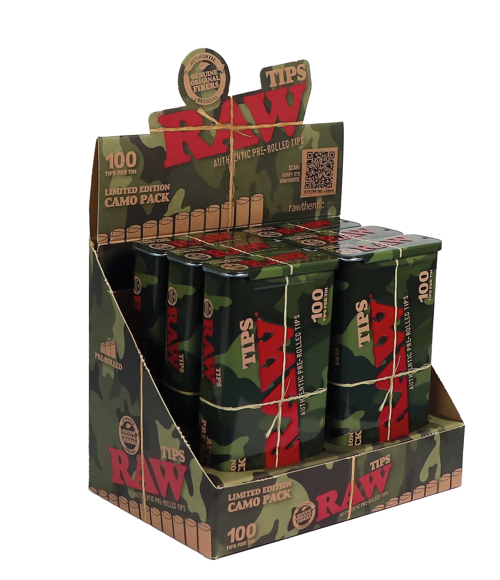 Raw - Authentic Pre-Rolled Tips - (100 tips x 6 tins) - MK Distro