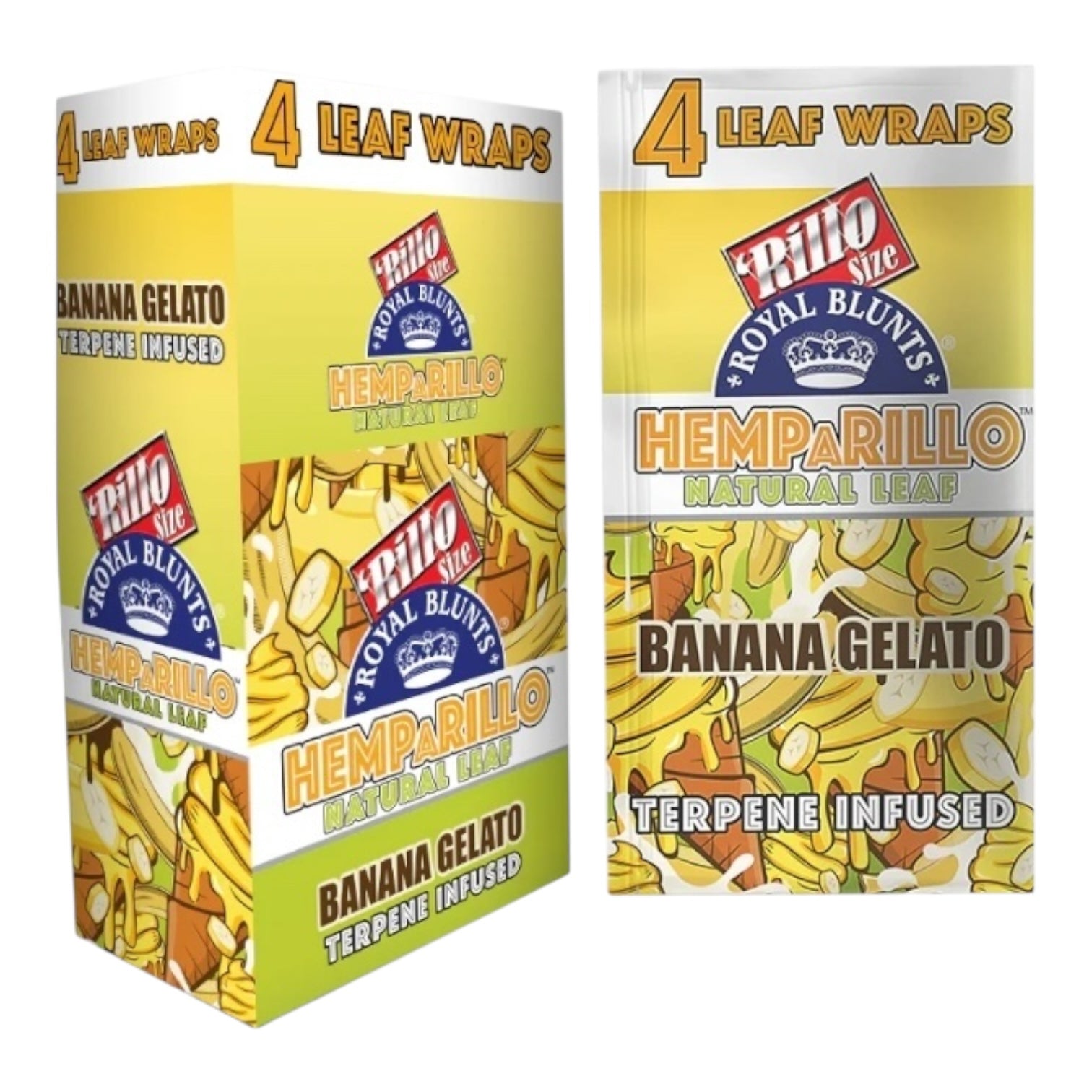 Royal Blunts - Hemparillo Leaf Wraps - Blunt/Hemp Wraps(25 Packs x 4 Wraps) - MK Distro