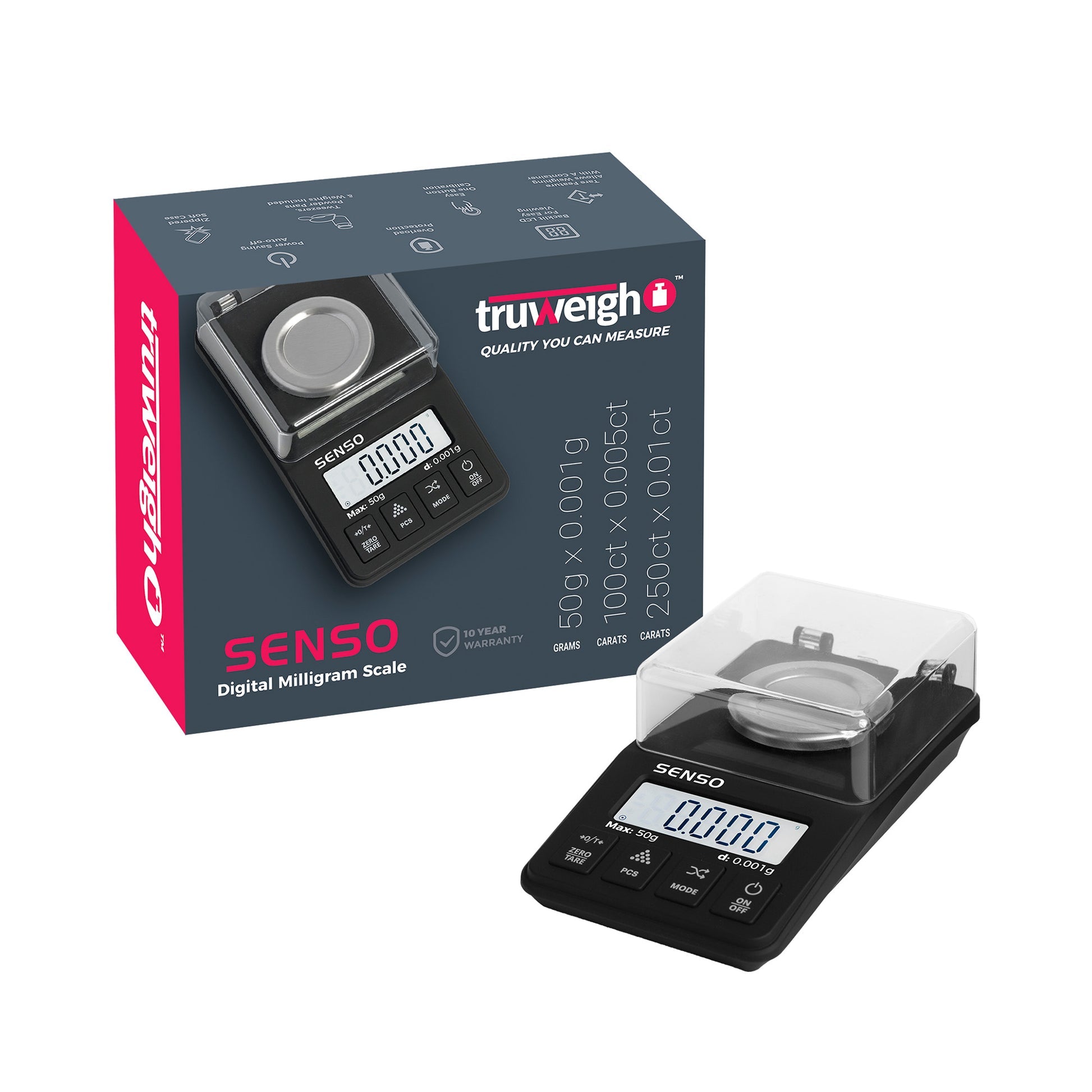 Truweigh Senso Digital Milligram - Scales (50g x 0.001g) - MK Distro