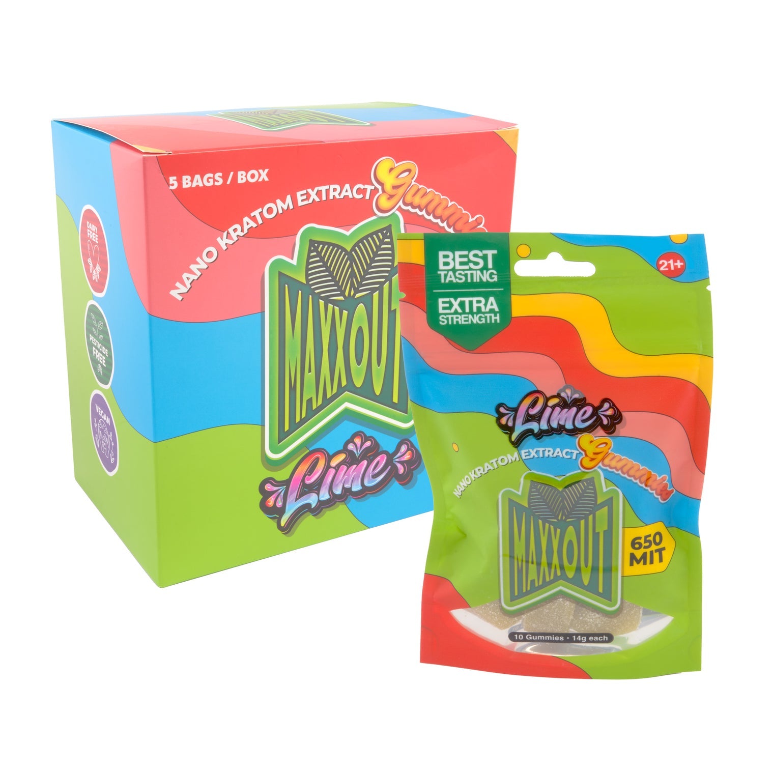 Maxx Out - 650MIT Nano Extract Kratom Gummies (65mg x 10 Gummies) - MK Distro