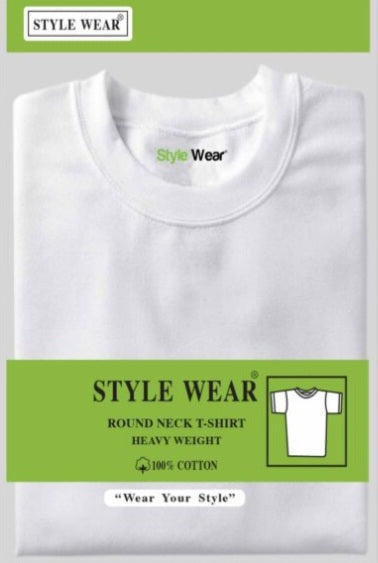 Style Wear - Cotton Short Sleeve Round Neck - White T-shirt (Small) - MK Distro